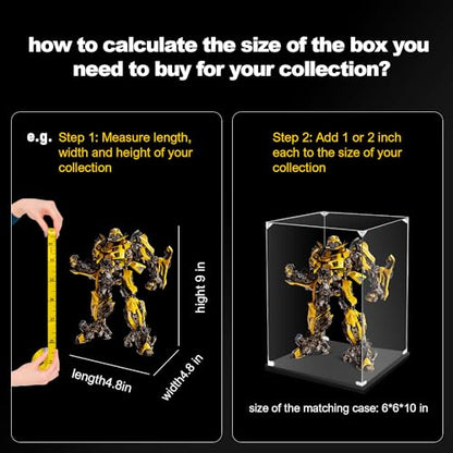 KOLIPI Acrylic Display Case for Collectibles, Clear Box 7.5x6.3x14.2 in | Plexiglass Box for Lego Infinity Gauntlet 76191 Nano Gauntlet 76223, Dustproof Protection, Stable and Stackable - size: 7.5x6.3x14.2 inches