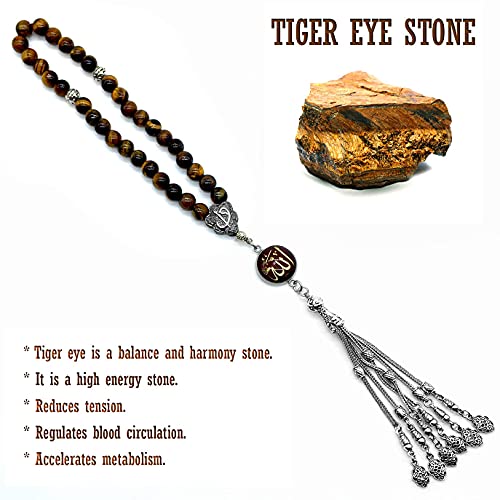 Design -Regal Collection Worry Beads - Prayer Beads Tesbih-Tasbih-Tasbeeh-Misbaha-Masbaha-Subha-Sebha-Sibha-Rosary (Regal 8mm- 33 Tiger Eye Stone Beads) - color: Regal 8mm- 33 Tiger Eye Stone Beads