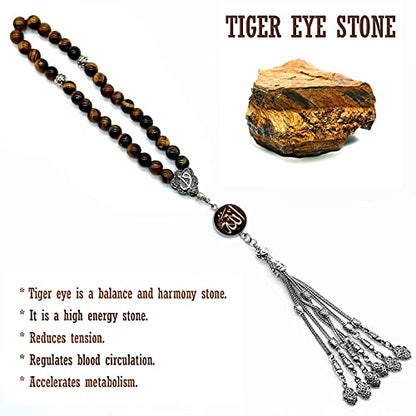 Design -Regal Collection Worry Beads - Prayer Beads Tesbih-Tasbih-Tasbeeh-Misbaha-Masbaha-Subha-Sebha-Sibha-Rosary (Regal 8mm- 33 Tiger Eye Stone Beads) - color: Regal 8mm- 33 Tiger Eye Stone Beads