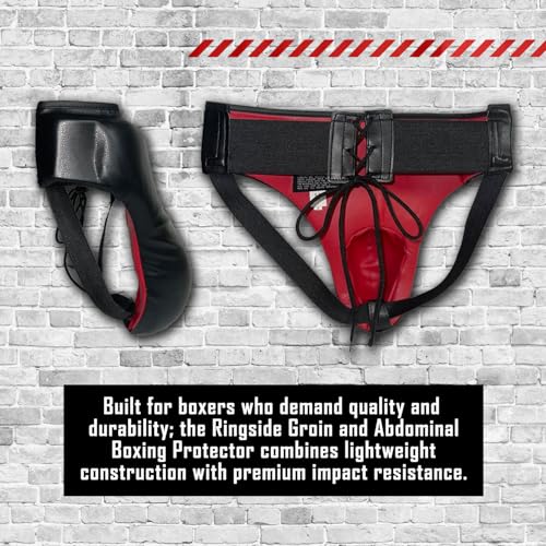 Ringside Groin & Abdominal Boxing Protector – Synthetic Leather, Adjustable Lace-Up Closure, High-Cut Design for Mobility, Extended Padding for Complete Protection, XL