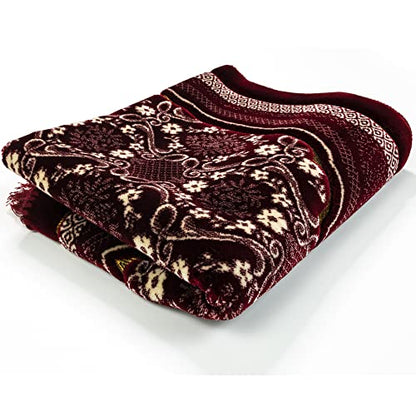 Modefa Turkish Islamic Prayer Rug - Soft Velvet Janamaz Praying Carpet - Comfortable Muslim Praying Mat for Men & Women - Ramadan or Eid Gift - Classic Elegant Swirl (Floral Red)