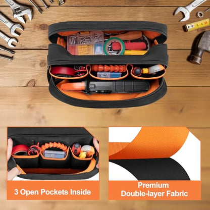 Rexmica Small Electric Tester Tool Storage Bag with 1 Tool Pouch | Compatible with Fluke Digital Multimeter/325 Clamp Multimeter/ T5 T6 Electrical Voltage, Tool Organizer with 8 Tool Slots