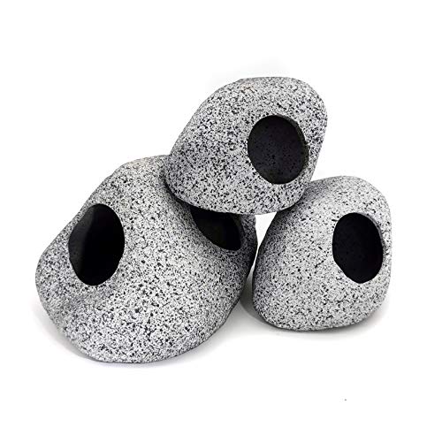 Aquarium Decorations Rock, Stackable Fish Tank Decor | Shrimp Habitat, Breeding Tube, Hiding Cave, Betta Fish,Ceramic Shelters