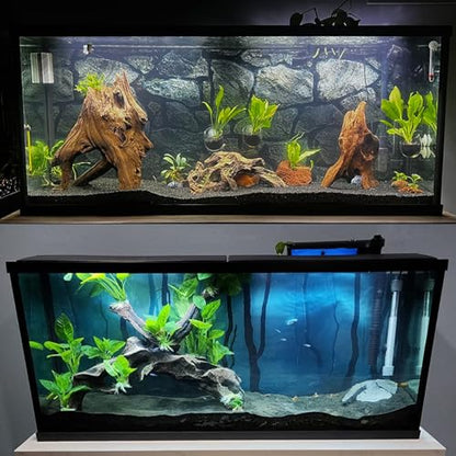 ELEBOX Fish Backgrounds Paper Double Sides 3D Stone & Trees Aquarium Background Picture 16" x 40" Fish Tank Background - color: N, size: H:15.7"x L:40.2"