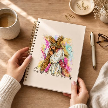 Jesus Cross Bible Journal, Christian Gifts for Women, Inspirational Hardcover Spiral Notebook, Religions Journaling for Church Notes Scripture Study Stationery Supplies 5.5x8.3 Inch - color: Jesus Cross