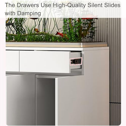 Aquarium Cabinet with 2 Drawers, Fish Tank Table, Terrarium Stand, Reptile Tank Stand, 10-40 Gallon Breeder Tank Stand(60x45x80cm/24x18x31in) - size: 60x45x80cm/24x18x31in