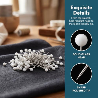 100pcs Decorative Pearl Push Pins, 1.5x0.12in, White - color: White-0.12x1.5in-100pcs
