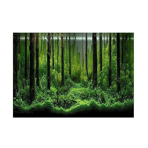 TITA-DONG Fish Tank Background, Forest Tank Aquarium Poster, Aquarium Background Picture, PVC Adhesive Underwater Forest Tank Background Poster Backdrop Decoration Paper(61 * 30cm) - size: 61*30cm