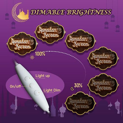 Ramadan Kareem Neon Sign for Wall Decor, Mubarak Light Up Sign, Moon Star Neon Light Decor for Home Party Eid Kareem Wall Decoration