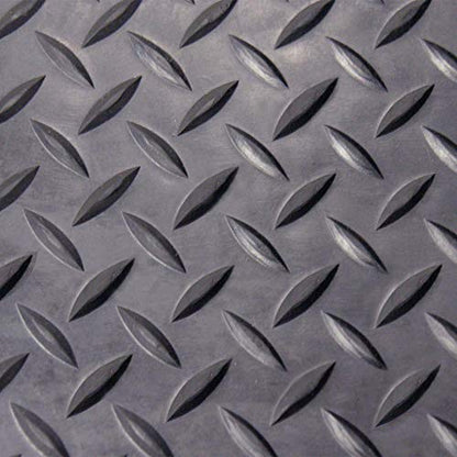 Rubber-Cal Diamond-Plate Rubber Flooring Roll - 3 mm x 4 ft x 9 ft Roll - Black - size: 108"L x 48"W x 0.1"Th