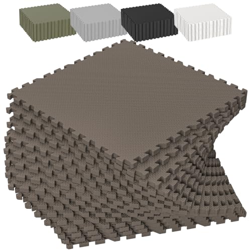 1/2" Thick 16 Pcs 64 Sq Ft EVA Foam Puzzle Exercise Mats, High-Density Interlocking Foam Floor Tiles for Home Gym, Gym Mat for Workout Equipment & Direct Exercise, Floor Padding for Kids - color: Brown, size: 64 Sq Ft (16 Tiles)