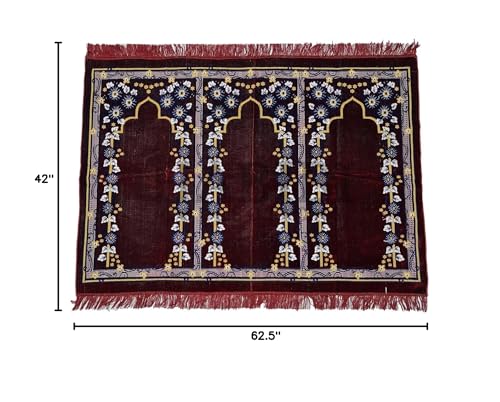 Large Islamic Beautiful Design Prayer Mat Musallah Janamaaz For 3 People-Made In Turkey