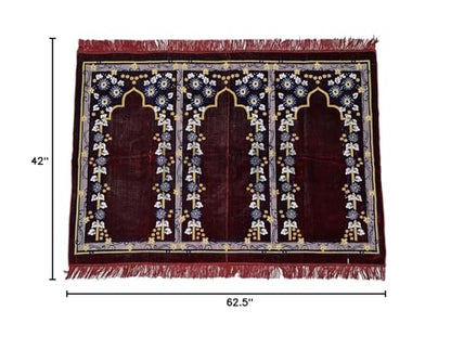 Large Islamic Beautiful Design Prayer Mat Musallah Janamaaz For 3 People-Made In Turkey