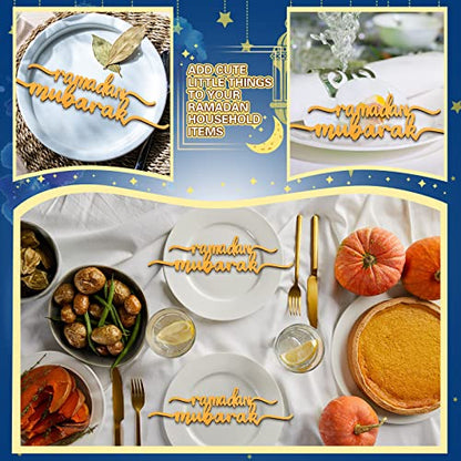 12 Piece Ramadan Wood Signs - Ramadan Mubarak & Kareem Islamic Table Decor for Eid & Party - style: Ramadan Style