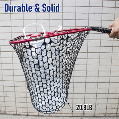 Dr.Fish Fishing Landing Net Replacement Rubber Fishing Net Without Handle Foldable Mesh Netting for Freshwater Saltwater - color: White, size: F-59.06'' Girth(21.65'' Dia, 19.7*5" Depth)