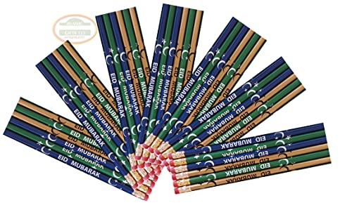 100 Pcs Eid Mubarak Pencils Ramadan Gifts Ramadan Silicone Bracelets Eid Mubarak Party Decorations Gifts for Muslims Ramadan Favors Ramadan Decor (Eid Pencils) - style: Eid Pencils