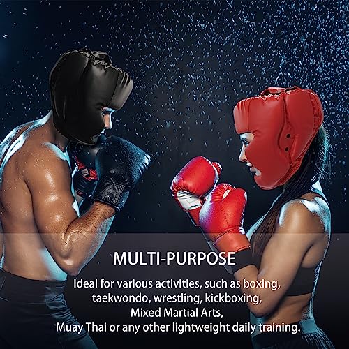 2 Pack Boxing Headgear for Men and Women, Adjustable Sparring Head Guard for Boxing, MMA, Kickboxing, Muay Thai and Taekwondo Training - color: Black,Red