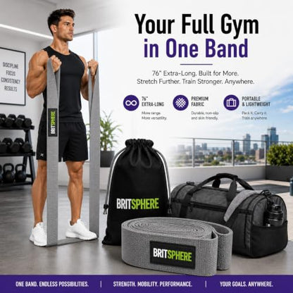 76-Inch Long Fabric Resistance Bands for Women & Men | Heavy Duty, Pull Up Assistance, Non-Slip Elastic, Home Gym Equipment, Strength Training, Pilates & Calisthenics - color: Gray