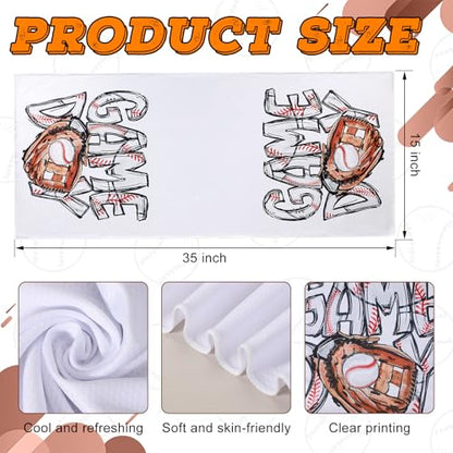 12 Pcs Baseball Game Day Accessories Football Cooling Towels Ball Team Gift Microfiber Basketball Breathable Chilly Towel 35"x15" Sports Soft Ice Towel for Coach Training(Baseball) - style: Baseball