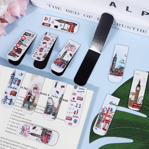 Wxiben London Magnetic Bookmark Gifts - 48PCS British Magnetic Bookmarks UK England Travel Book Marks Magnets Page Marker Clip for Women Travel Students Teacher Reading London Lover Souvenirs Gift - style: London