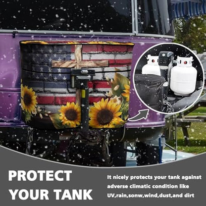 Cross American Double 20lb RV Propane Tank Cover Dust-Proof Heavy Duty Propane Gas Cylinder Cover All Weather Protection - color: Cross American, size: S(20LB)