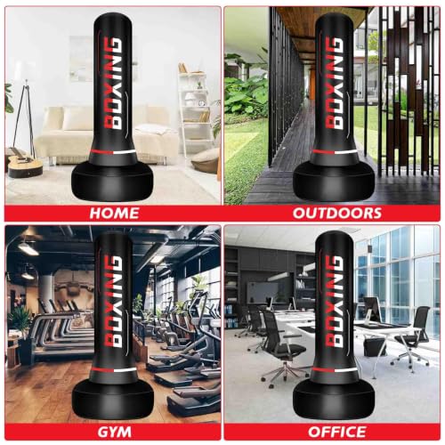 Freestanding Punching Bag for Adults,70" Heavy Duty Boxing Bag with Stand, Kickboxing and MMA Muay Thai Training Equipment for Men and Women Beginners - color: Red White Alphabet Pattern