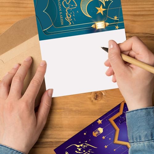 Qpout 12 Pack Eid Mubarak Greeting Cards with Envelopes & Stickers Perfect for Ramadan Decorations and Muslim Celebrations