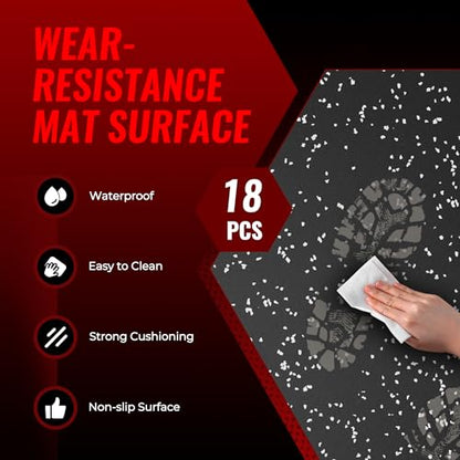 SUPERJARE 0.79'' Extra-Thick Exercise Equipment Mats, 18 Pcs 72 Sq Ft Rubber Top Floor Tiles with High Density EVA Foam, Interlocking Gym Flooring for Home Gym, Workout Mat, Black/Grey - size: 18 Tiles (72 Sq Ft)