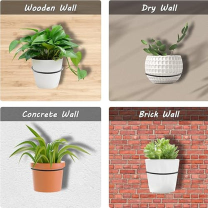 Jiozermi 6 Pack 8 inch Flower Pot Holder Ring, Wall Mounted Black | Flower Pot Holder Ring Wall Mounted Set Wall Mounted Metal Planter Hanger Matte Black Hanging Plant Holder - size: 8 Inch-6Pcs