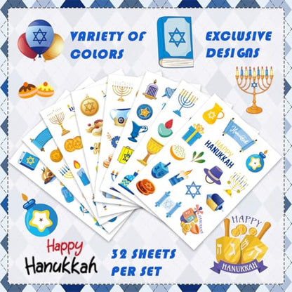 32 Sheets Hanukkah Stickers, Happy Hanukkah Stickers, DIY Crafts Gifts - style: Hanukkah