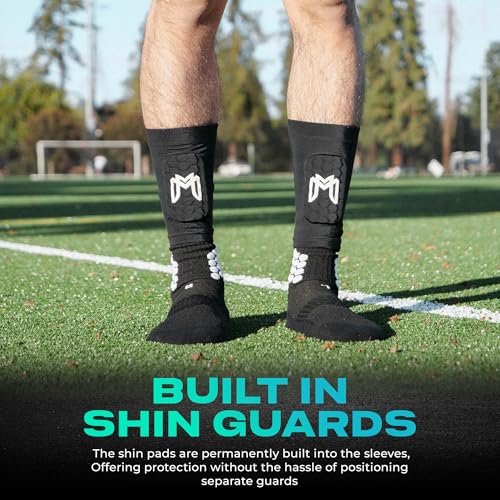MediCaptain Mini Shin Guards Soccer – Built in Shin Pad Sleeves for Mens, Women, Teens - Small Shin Guards - Lightweight, Breathable Shin Defender Leg Protection - color: Black, size: Mini (3.9 x 2.4 in)