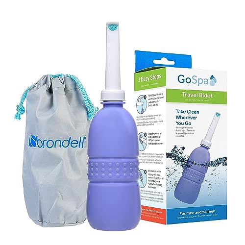 Brondell GoSpa Travel Bidet GS-70 – Portable Peri Bottle for Postpartum & Perineal Care, 400ml Handheld Bidet with Angled Nozzle, Collapsible Design, Nozzle Storage & Travel Bag, Amaranthine - color: Amaranthine