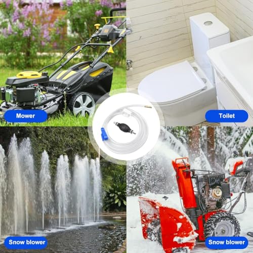 Siphon Pump for Gasoline Gas Oil Fuel Petrol Diesel Fluid Water Fish Tank, Fuel Siphon with 2 Durable PVC Syphon Hoses with Hose Clip, Metal Buckles, Fuel Transfer Pump