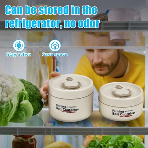 THKFISH Fishing Bait Container, Stainless Steel Insulated Live Bait Storage, Worm Bait Holder, Bait Storage Box, Nightcrawler Box, Bait Bucket to Keeps Bait Fresh and Alive - color: 2PCS-0.6L+0.4L