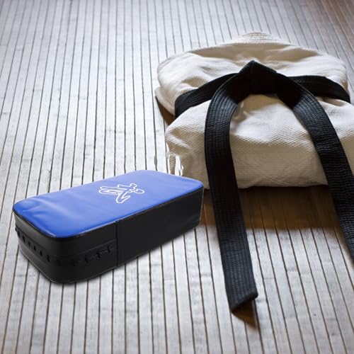 Taekwondo Foot Target and Kickboxing Curved Striking Pad Thickened PU Leather Martial Arts Training Shield for and Adults Blue, Sturdy Kick Shield for Muay Thai, Karate, MMA