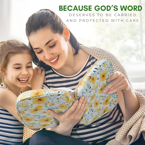 Quilted Bible Case for 6.5 X 9.5 inch Books, Bible Carrying Case for Women, Yellow Bible Cover - color: Yellow