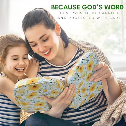 Quilted Bible Case for 6.5 X 9.5 inch Books, Bible Carrying Case for Women, Yellow Bible Cover - color: Yellow