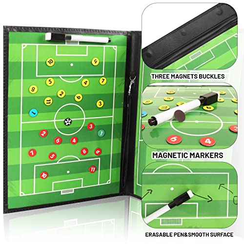 Soccer Coaching Board, Magnetic Soccer Clipboard for Coaches, Foldable Board with Dry Erase Marker - style: Soccer-A