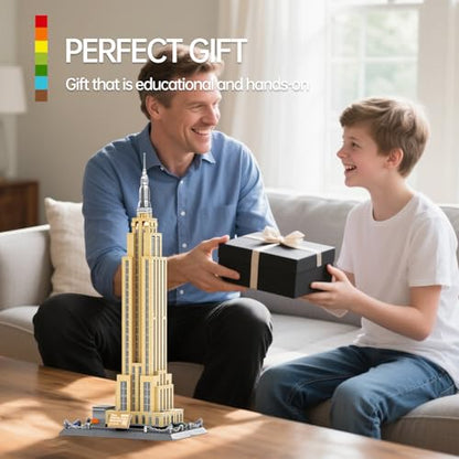 CAXIMSY Empire State Architecture Model Building Block Set for Adults New York's World Famous Landmark Architectural Toys Gift Kids and 1570 Pieces - style: Empire State Building