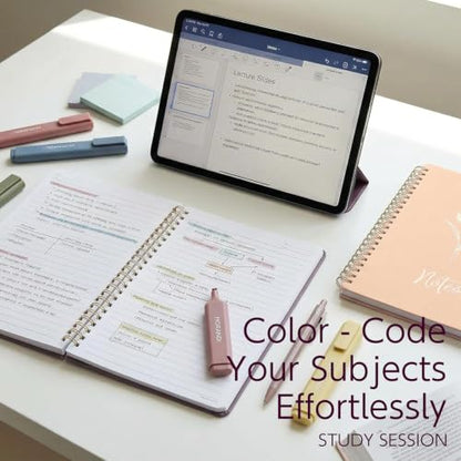 Prelady 2 Pack Pink & Purple A5 Spiral Notebook, College Ruled Bible Journal for Women with Storage Pocket, Aesthetic Back to School Supplies for Teen Girls - color: Pink & Purple