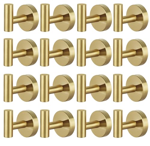 16pcs Gold BathTowel Hooks Robe Coat Bathroom Wall Hook Stainless Steel Heavy Duty Door Hanger Towel Robe Clothes Cabinet Closet Sponges for Bathroom Bedroom Kitchen Hotel Pool - color: Gold, size: 16