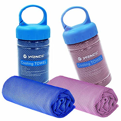 YQXCC 2 Pack Cooling Towels (47"x12"), Ice Cool Towel for Neck & Face | Cooling Neck Wraps, Soft Breathable Microfiber Chilly Towel for Yoga, Golf, Gym, Running, Camping & Hot Weather - color: Dark Blue/Pink
