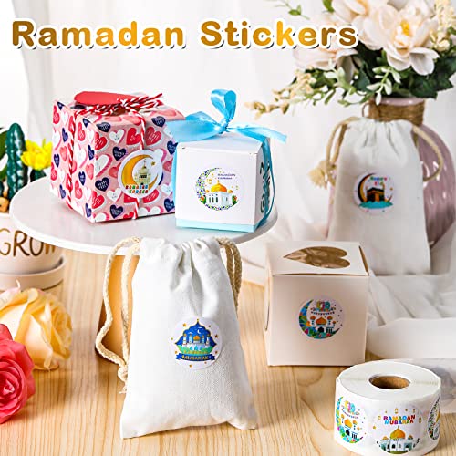 Nezyo 600 Pieces Ramadan Mubarak Stickers Eid Islamic Kareem Wall Window Stickers Ramadan Envelopes Gift Bags Labels for Eid Party Decorations(Cartoon Style) - style: Cartoon Style