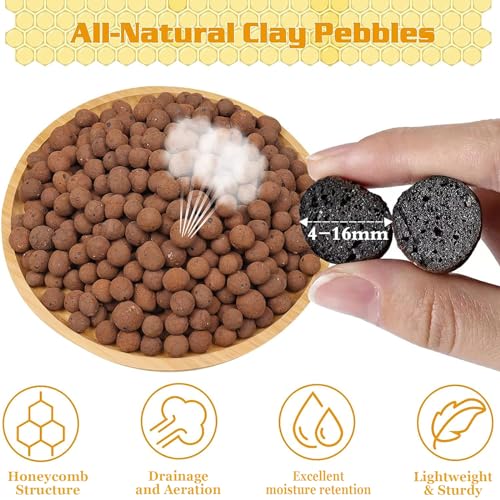 7LB Leca Clay Pebbles for Plants, 4mm-16mm Clay Balls for Hydroponic | Drainage, Reusable, Aeration, Moisture Retention, Lightweight, Natural Leca for Orchids, Succulents, Terrariums, Aquaponics - size: 7LB