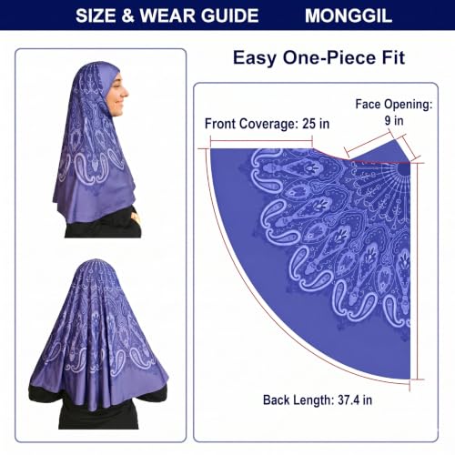 Hijab Scarf for Women, Printed Jersey Instant Slip-On Ready to Wear - color: Mg-hj-701