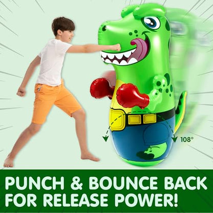 JOYIN Inflatable T.rex Dinosaur Bopper 47 Inches, Bop Bag Inflatable Punching Toy, Kids Punching Bag with Bounce-Back Action
