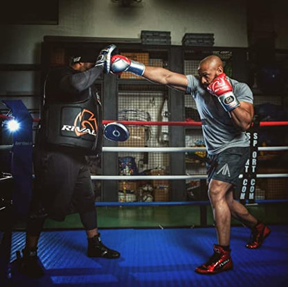 RIVAL Boxing RS100 Professional Lace-Up Sparring Gloves, Handcrafted with Super-Rich Microfiber PU, Ergonomically Designed to Perfectly Fit Your Hand - color: Blue/Silver, size: 18 oz.