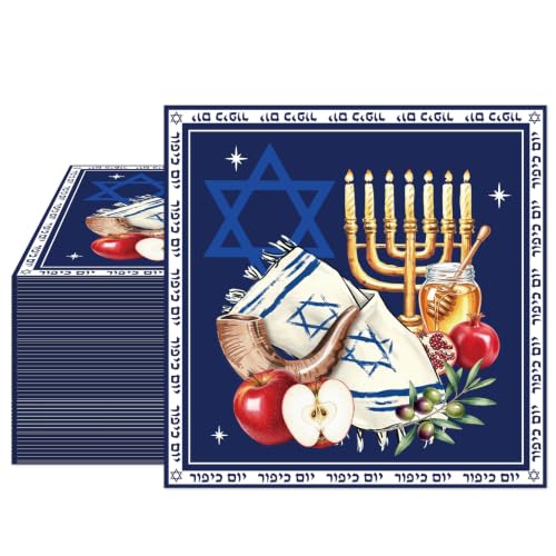 Yom Kippur Napkins Decorations, 100PCS Jewish Holiday Party Disposable Paper Napkins Decorations, Hexagram Kitchen Dining Table Decoration for Indoor Outdoor Home Supplies - color: Yom Kippur