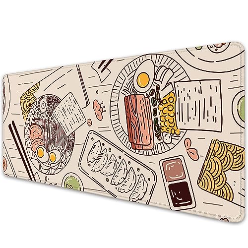 Japanese Ramen Sushi Food Desktop Mouse Pad Desk Pad,Mouse Mat for Desk Mat with Keyboard and Mouse,Gaming Mouse Pads Mousepad for Office Home Work(27.5X11.8 in) - color: Dining Table