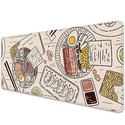 Japanese Ramen Sushi Food Desktop Mouse Pad Desk Pad,Mouse Mat for Desk Mat with Keyboard and Mouse,Gaming Mouse Pads Mousepad for Office Home Work(27.5X11.8 in) - color: Dining Table